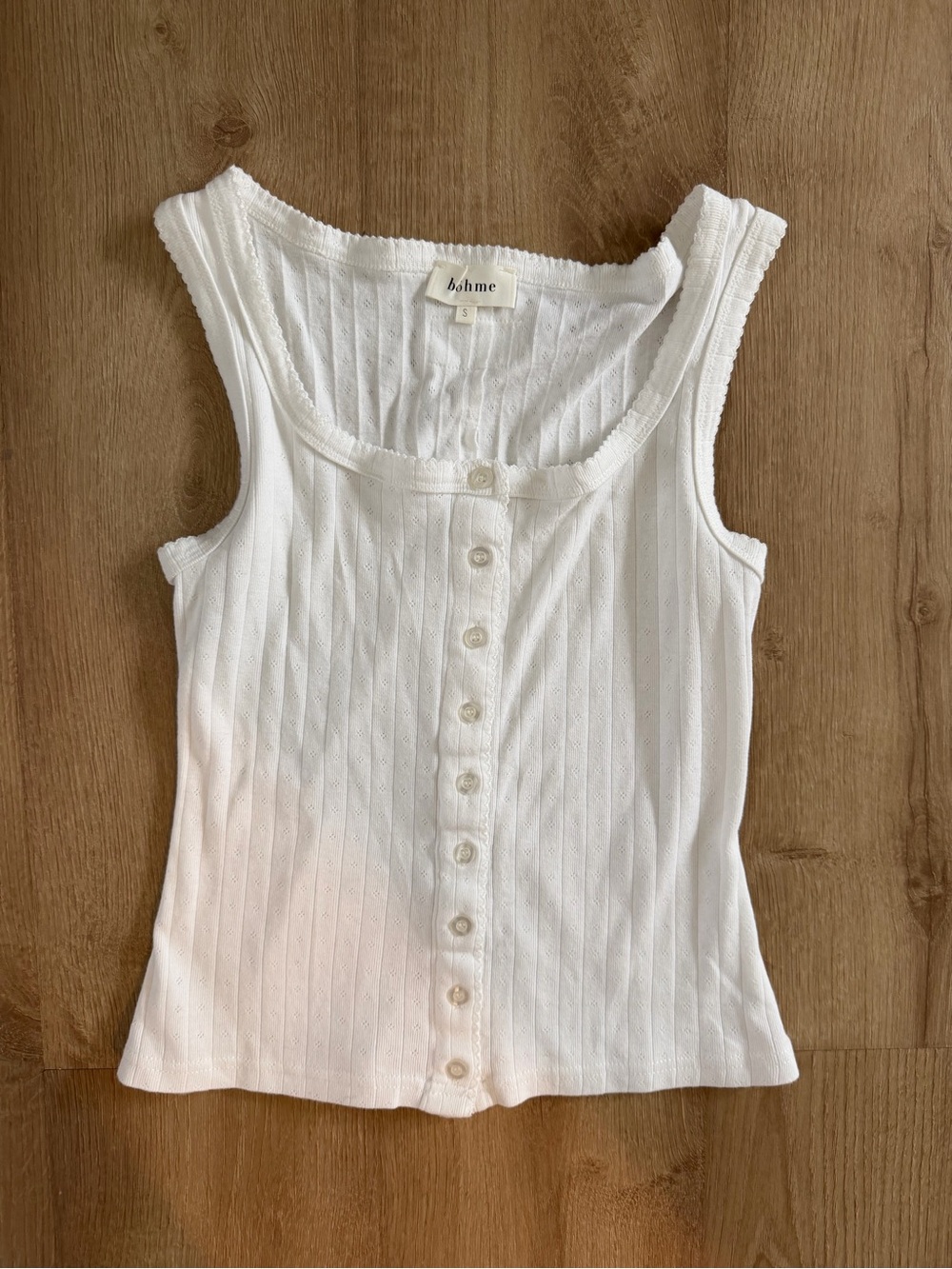 bohme Button Front Tank Top in White Size Small Like New